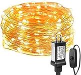 LE Fairy Lights Plug in, 10M 33ft Waterproof String Lights Indoor, Copper Wire, 100 LEDs, 3000K Warm White LED String Lights for Bedroom Decoration, Patio, Wedding, Party, Christmas