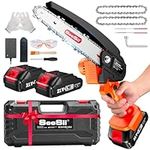 Seesii Mini Chainsaw Cordless, Battery Powered Chain Saw 6-Inch, Mini Chainsaw with Fast 19.2ft/s Chain Speed and 880W Powerful Motor, Up to 100 Cuts, Electric Chainsaw for Pruning Wood Cutting,CH500