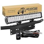 SKYWORLD LED Light Bar, 20 inch 126W Spot Flood Combo Beam Work Driving Lamp with License Plate Mount Bracket 12V Wiring Harness Kit Rocker Switch Power Relay Blade Fuse for Trucks Car ATV SUV 4x4