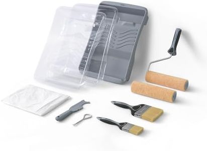 ROLLINGDOG 11 PC 9 Inch Paint Roller Kit- 9" Microfiber Paint Roller Covers (1/4" nap) with Frame, Paint Brushes, Paint Tray with Liners, Plastic Drop Cloth for Wall, Ceiling House Painting