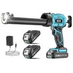 SEESII Silicone Sealant Gun with 2-Batteries, 21V Electric Caulking Gun with Built-in LED Light, 4 Adjustable Speeds for Filling and Sealing