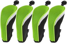 Andux Mesh Golf Hybrid Club Head Covers with Dial No. Tags 4pcs/Set (All The Same Size) Black/Green