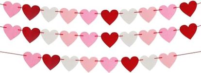 Incrizma Valentines Day Felt Banner, Valentines Day Décor for Home, Banner Garland with Felt Heart Garland Banner Decor for Mantle Fireplace Wall (30 Hearts Mix)