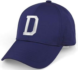 Daxton Performance Cool Tech Baseball Hat - Navy Cap, Silver Logo Letter D