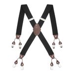 Peluche Novelist Charmer Black & Brown X Back 8 Clips Suspender (Strap Width- 3.5cm)