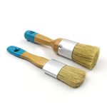 Chalk Paint and Wax Brush Set 2 Pcs, Chalk Paint Brushes for Furniture, Round Paint Brush, Painting or Waxing, Natural Bristles, Wood Handle.