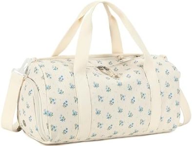 Duffle Bag for Gym Sports Women Girls Workout Travel Bag Weekender with Shoe Compartment and Wet Pocket (Blue Flower)