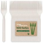 HAAGO PLA Cutlery - Eco-Friendly, Heavy Duty Cutlery for Parties, Weddings | Biodegradable, Compostable (Forks - White 18cm / 7", 100 Pack)