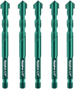 5PC 1/2" Green Concrete Drill Bit Set, Mgtgbao 12mm Masonry Drill Bits for Tile,Brick, Plastic and Wood,Tungsten Carbide Tip Best for Wall Mirror and Ceramic Tile on Concrete and Brick Wall
