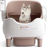 KITPLUS Self Cleaning Litter Box for Multiple Cats, Automatic Cat Litter Box with APP Control, Large Capacity Waste Bin for Odor-Free Disposal, Includes Trash Bags and Safety Features, Open-Top Design