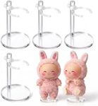 MDOWOK Adjustable Doll Stand for Sitting & Standing Positions - Premium Acrylic Base Display Holder for 3-7" Figures (White 4 Set)