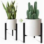 IZIDDO Adjustable Plant Stand Indoor, Black Metal Planter Stands Outdoor, Mid Century Modern Plant Holder, Fit 8 10 12 inch Pots, Single Floor Plant Stands for Indoor Plants (Pot&Plant Not Included)