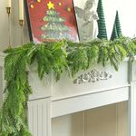 2pcs 5.9 Ft Christmas Norfolk Pine Garland- 3 Fork Dense Real Touch Pine Garland Ornament- Realistic Artificial Pine Greenery Garlands for Christmas Holiday Mantle Fireplace Table Home Decor (2)