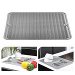 KitchenRaku Upgrade Dish Drying Mat, Silicone Draining Board Mat, Heat Resistant Dish Draining Mat for Kitchen,Non-Slip Silicone Trivet,Table Mat,Pot Holder,Placemat,Spoon Rest, Coaster