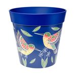 Hum Flowerpots, 25cm, Various Patterns Colours and Sizes, Indoor/Outdoor Plastic Plant Pot, Blue Hummingbirds