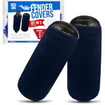 BTG Gear Set of 2 Pack HTM-3 (10.5"x26") Hole in The Middle Marine Fleece Boat Fenders Bumpers Covers/Socks (Navy Blue)