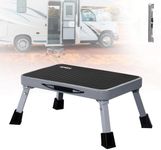 RV Step Stool Foldable 1-Step Stool Ladder Sturdy Metal Stable Step Stool with a Non-Slip Platform Supports up to 500 lb with Non-Slip Rubber Feet, Easy to Carry (Gray)