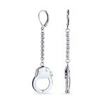 Partners Couples Grey Shade Handcuffs Lever back Dangle Earrings For Women Girlfriend Hot Wife Silver Tone Stainless Steel