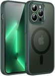 JETech Magnetic Case for iPhone 13 Pro 6.1-Inch, Compatible with MagSafe, Translucent Matte Back Camera Lens Full Protection Slim Shockproof Phone Cover (Midnight Green)