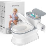 CheerTry 2-in-1 Toddler Potty Training Toilet - Larger Potty Chair & Detachable Training Seat for Boys & Girls Ages 1-3 with Flushing Sound, Wipes Storage, Toilet Paper Holder