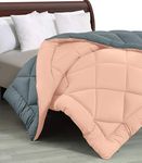 Cloth Fusion Reversible AC Comforter Single Bed Quilt Blanket for Winter (200 GSM, Peach & Grey)