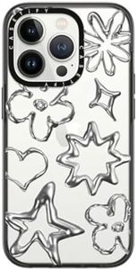 CASETiFY Compact iPhone 14 Pro Case [2X Military Grade Drop Tested / 4ft Drop Protection] - Chrome Doodles - Clear Black