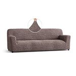 Menotti Stretch Sofa Cover for 4 Seater Couch Magic Sofa Covers Elastic Fabric Furniture Elastic Fabric Furniture Protectors Extra Large Fitted Couch Slipcover - Microfibre - Choco (4 Seater)