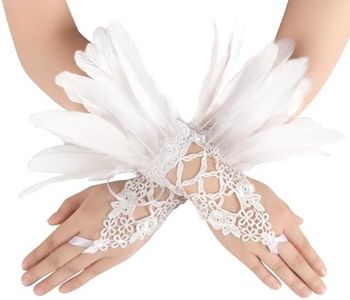 HOMELEX Feather Lace Gloves Women Halloween Cuffs