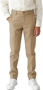 Fersumm Boys' Uniform Pants Size 16 Light Champagne Boys Dress Pants Casual Kids Pants for Outdoor Playwear L
