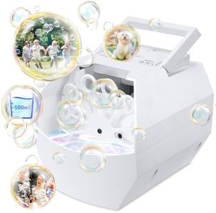 Theefun Bubble Machine: 500ML Automatic Bubble Blower for Kids and Toddlers, Portable Bubble Maker Operated by Plug-in or Batteries for Parties Weddings Birthday Outdoor and Indoor White
