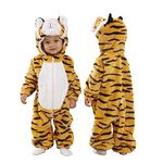 TONWHAR Kids' And Toddlers' Infant Tiger Dinosaur Animal Fancy Dress Costume Outfit Baby Hooded Romper Jumpsuit