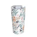 Wisedeal Floral and Cat Funny Tumbler with Lid, Stainless Steel Thermal Insulated Travel Mug 20 Oz, Anniversary Christmas Birthday Gift for Women Men Dad Friend Bestie Sister Papa Cat Lover