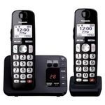 Panasonic KX-TGE822EB Digital Cordless Phone About 40 minutes Answering Machine with Nuisance Call Block and Dedicated Key, Amplified Sound Double