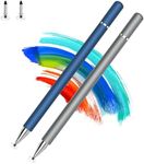 Stylus Pens for Touch Screens, Disc Tip & Magnet Cap High Sensitivity Universal Stylus Pen for iPad, iPhone, Surface, Android Tablets & All Universal Touch Screen Devices (2 Pack Blue/Silver)