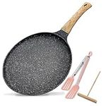 Non Stick Skillet Pan, 11 Inch Nonstick Crepe Pan Dosa Pan, Die-cast Auluminium Pancake Griddle Pan, PFOA Free Cooking Pan for Tortillas, Pancakes