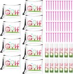 Bulyoou 12 Set Golf Gifts for Women with 12 Canvas Makeup Cosmetic Bags 12 Golf Lip Balms and 48 Pink Golf Tees Golf Accessories for Golfer Ladies Girls Golf Party Favors, pink