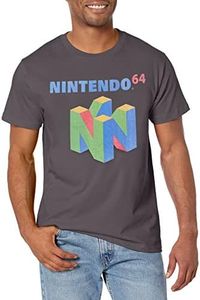 Nintendo Men's N64 Logo Short Sleeve T-Shirt, Charcoal, Large