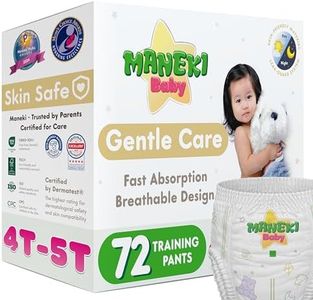 Maneki Baby Hypoallergenic Potty Training Pants 4T–5T, 72 Count (35–44 lbs), Pull-On Diaper Pants & Training Underwear, Soft, Unscented & High Absorbency for Overnight & Daily Use (Pack May Vary)