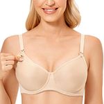 Gratlin Women's Support Nursing Bras Padded Breastfeeding Underwired Plus Size Meternity Bras Nude 32H