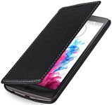 StilGut® UltraSlim Book Type, Leather Case for LG G3s (LG G3 Beat & LG G3 Mini), Black Nappa