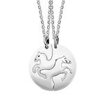 Uloveido White Stainless Steel Animal Horse Shape Matching Necklace Yin Yang Puzzle Pendant Couple Jewelry Set of 2 for Best Friends Lover Sisters Y1142