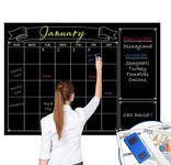 Dry Erase Black Laminated Jumbo Chalk Board Wall Calendar, 38-Inch by 50-Inch,Erasable Monthly Huge Weekly Chalkboard Bulletin Board,Better Than Wall Decor Sticker