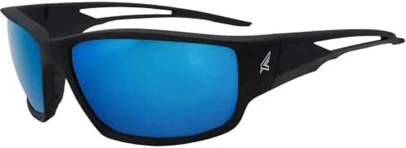 Edge Eyewear SK118 Kazbek Safety Glasses, Black with Blue Mirror Lens