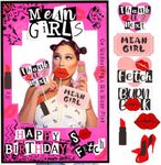 LaVenty Mean Girls Birthday Party Photo Booth Props Frame Mean Girls Party Decoration Y2k Birthday Party Decorations Hot Pink Girl Birthday Party Supplies