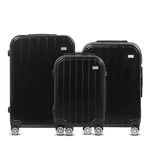 Mode Cassette | Hard-Side Polycarbonate Trolley Suitcases | 8-Wheel Easy Drag| Smooth Double-Zipper | Light-Weight | TSA Lock |3-Yr Warranty | 3-Pc Combo Set | 20/24/28in Luggage Bags | Black