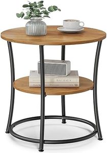 VASAGLE Side Table, Round End Table with 2 Shelves for Living Room, Bedroom, Nightstand with Steel Frame for Small Spaces, Outdoor Accent Coffee Table, Rustic Walnut and Ink Black