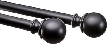 amazon basics 1' Curtain Rod with Round Ends, 36' to 72', Black