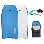 THURSO SURF – Lightning 42-inch Bodyboard, Boogie Board with Light Weight PE Core, IXPE Deck, HDPE Bottom, & FRP Stringers, Wave Board with Stainless Steel Double-Swivel Leash and Carrying Bag (Azure)