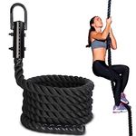 Get Out!™ Workout Fitness Climbing Rope 20’ Foot x 1.5” Inch in Black – Battle Rope for Outdoor and Indoor Gym Exercise