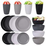 Sagiterra 16 Pcs Dinnerware Sets for 4,Plates and Bowls Sets Unbreakable Tableware Set,Plates Bowls Cups